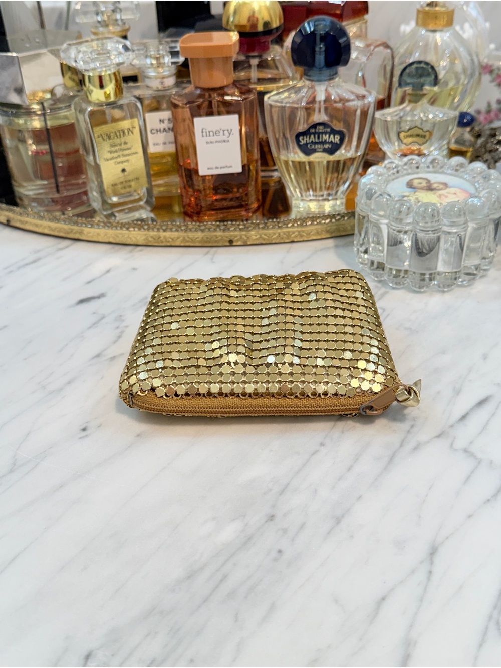 Whiting & Davis Gold Metal Mesh Padded Coin Purse - Picture 9 of 10